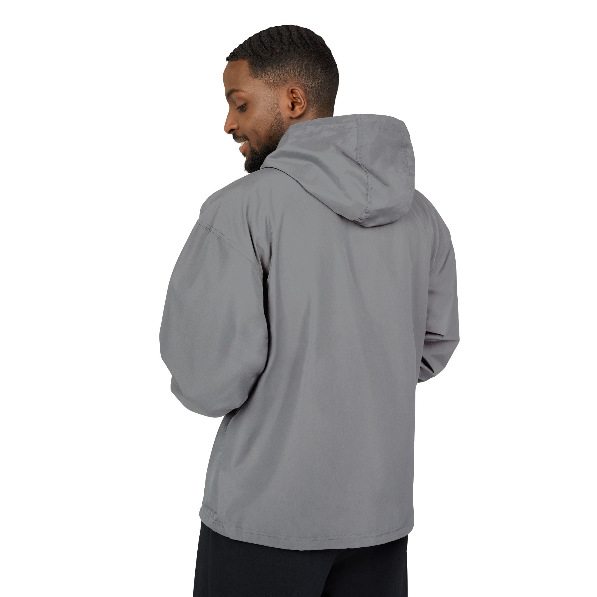 Anorak Jacket - Orange Packable Windbreaker with Chest Patch