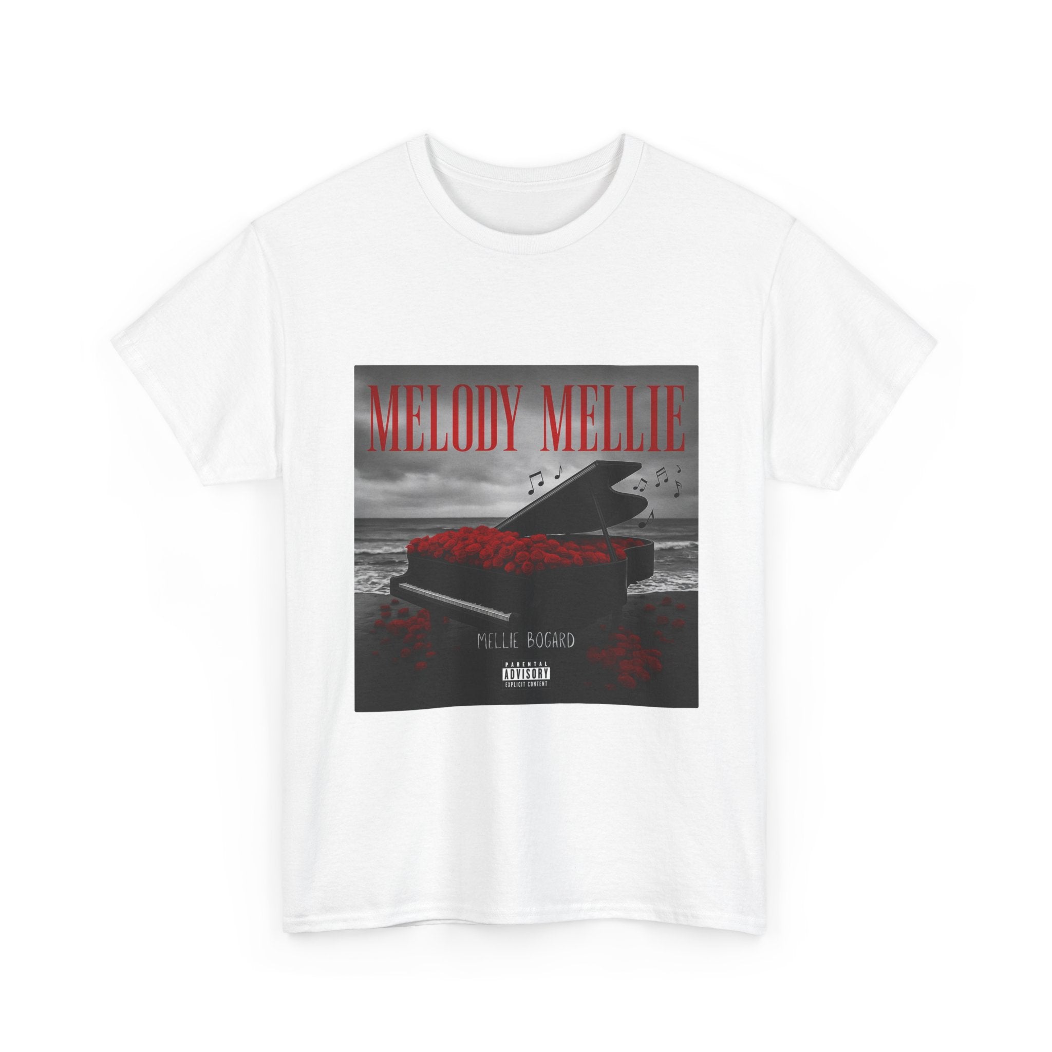 Melody Mellie Piano Tee — Dark Album Art Graphic T-Shirt