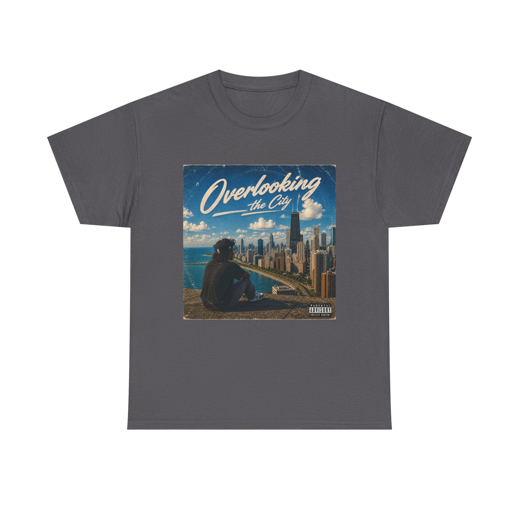 Overlooking the City T-Shirt — Scenic Urban Skyline Tee