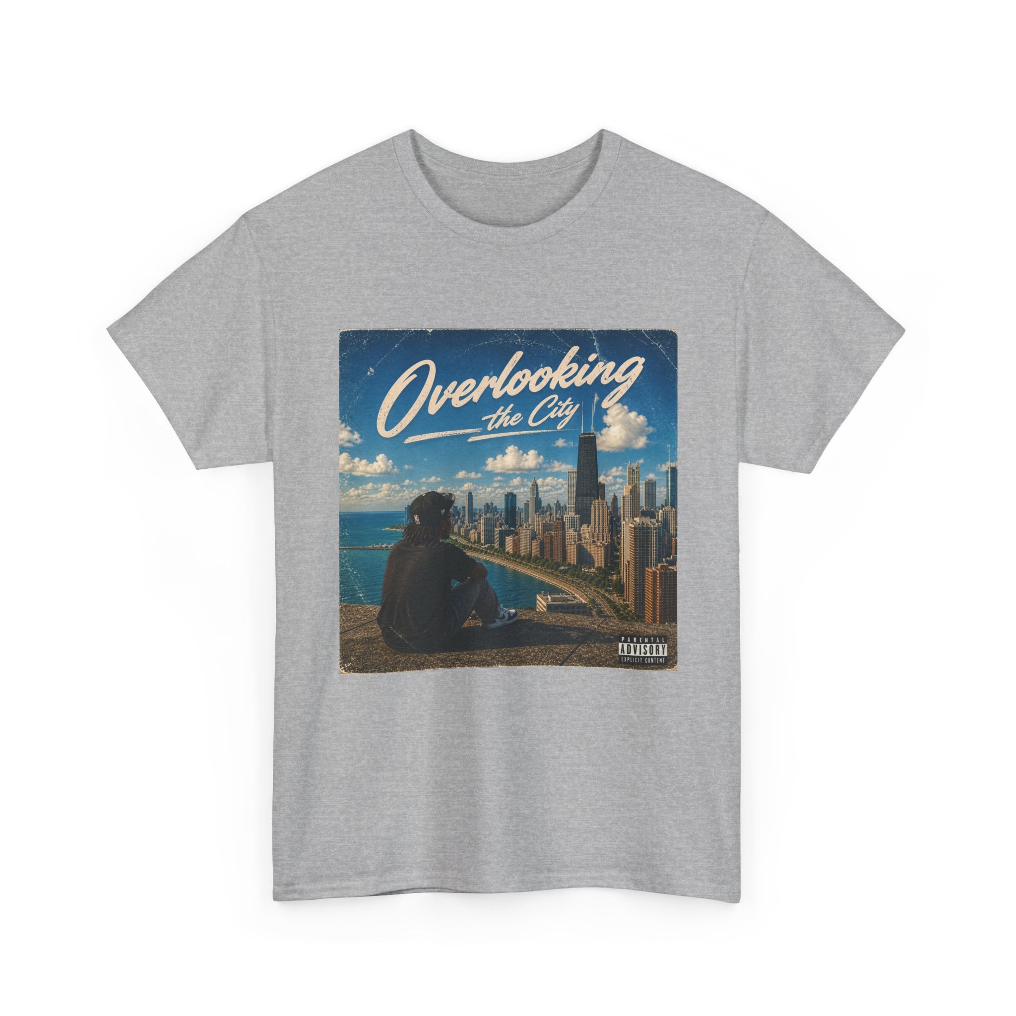 Overlooking the City T-Shirt — Scenic Urban Skyline Tee