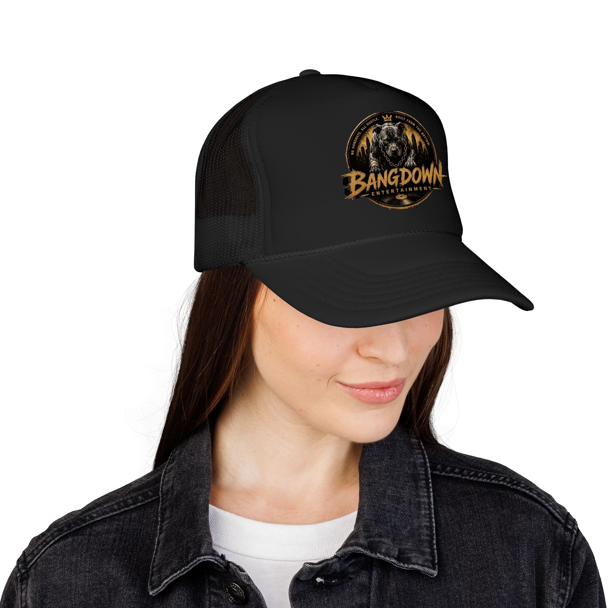 Bangdown Eagle Foam Trucker Hat — Vintage Wildlife Logo Mesh Cap