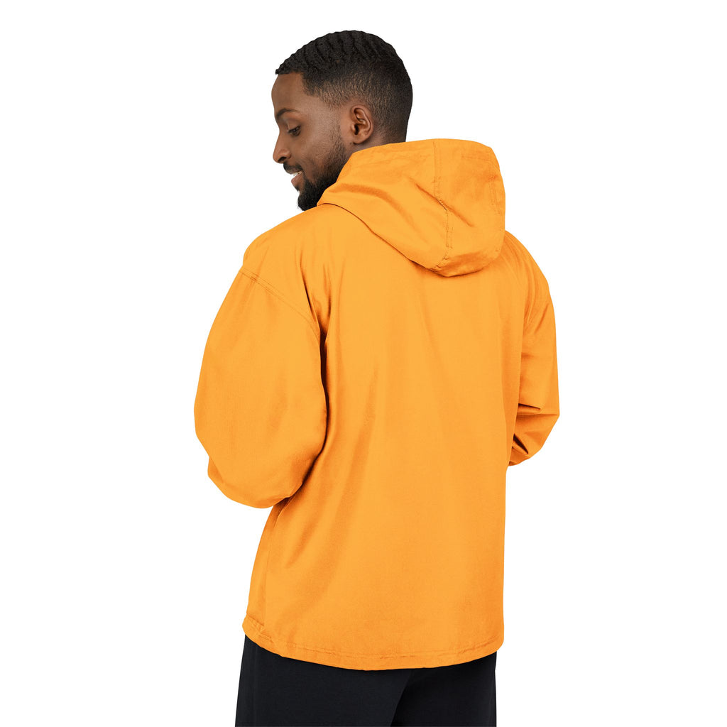 Anorak Jacket - Orange Packable Windbreaker with Chest Patch