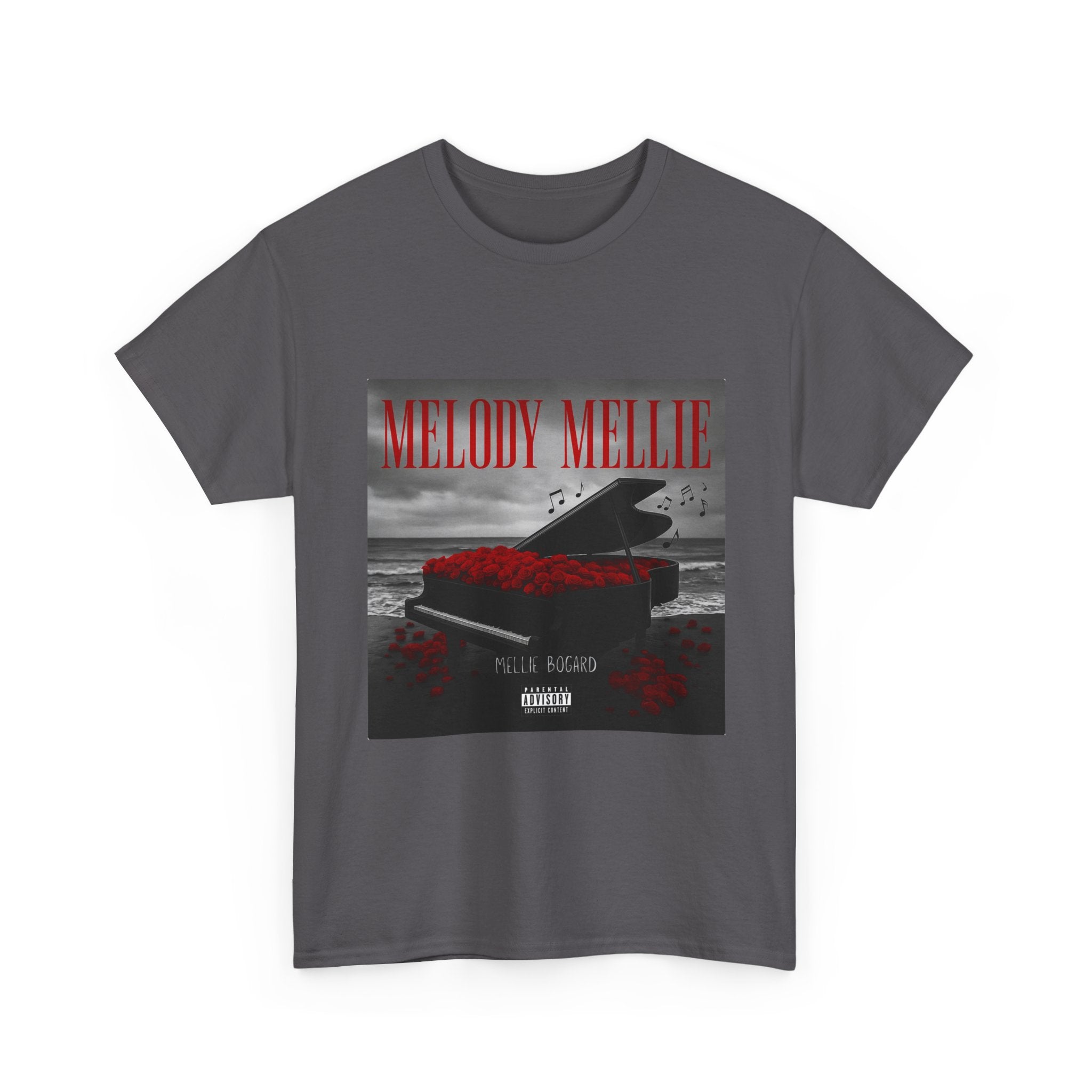 Melody Mellie Piano Tee — Dark Album Art Graphic T-Shirt