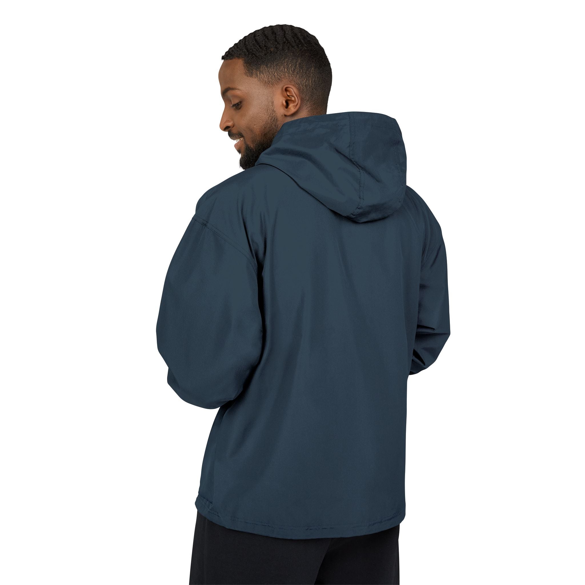 Anorak Jacket - Orange Packable Windbreaker with Chest Patch