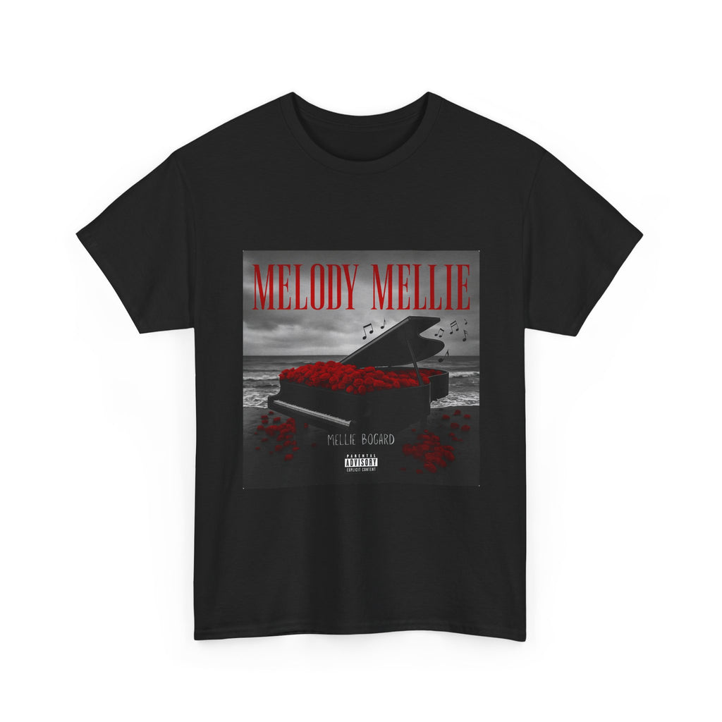 Melody Mellie Piano Tee — Dark Album Art Graphic T-Shirt
