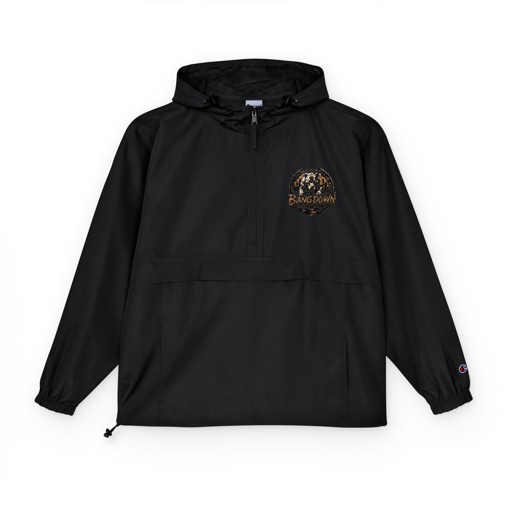 Anorak Jacket - Orange Packable Windbreaker with Chest Patch