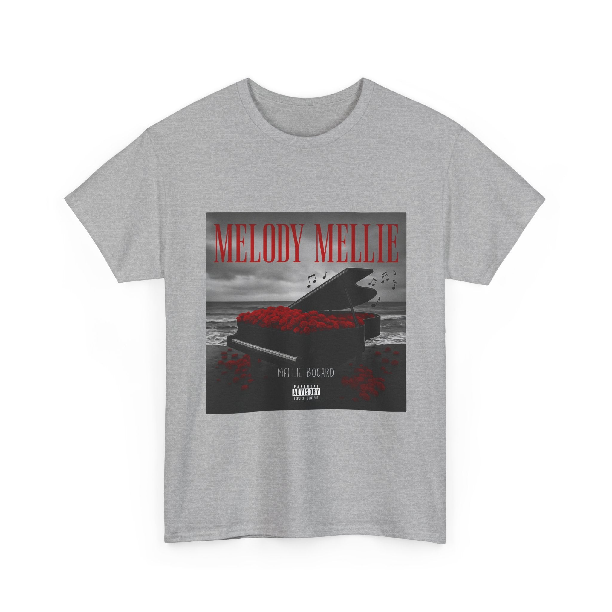 Melody Mellie Piano Tee — Dark Album Art Graphic T-Shirt