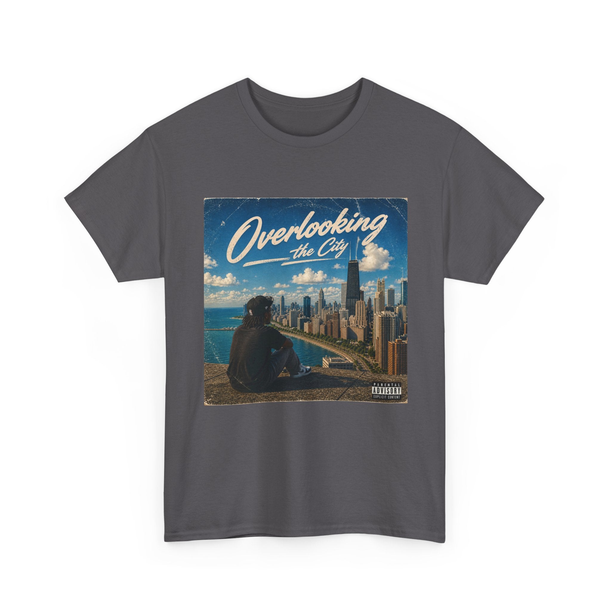 Overlooking the City T-Shirt — Scenic Urban Skyline Tee